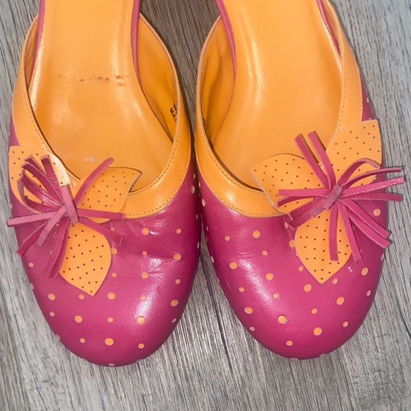 Pink & Orange Bow Accent Women’s Kitten Heels - Playful & Comfy - Picture 5 of 6